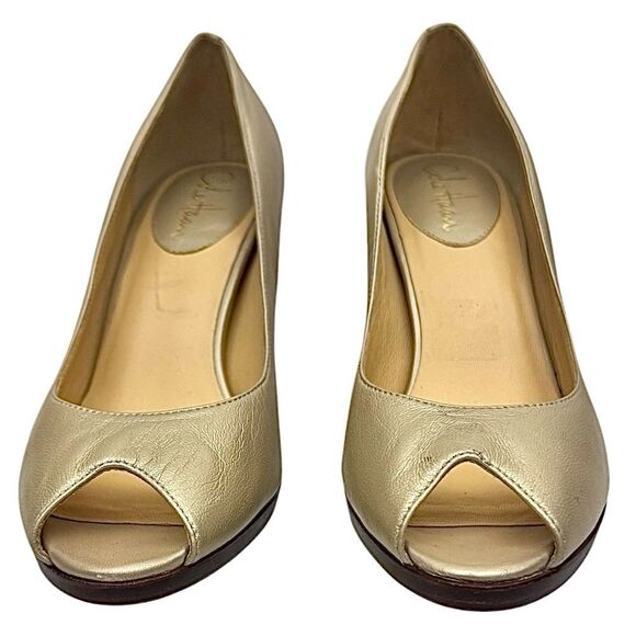 Cole Haan Cocktail Party Peep Toe Leather Slip-On Pumps Womens Size 8.5 B Used - Picture 8 of 10